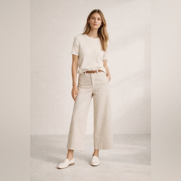 Everlane The Lightweight Wide Leg Crop Chino Pants in Sand - Picture 2 of 14
